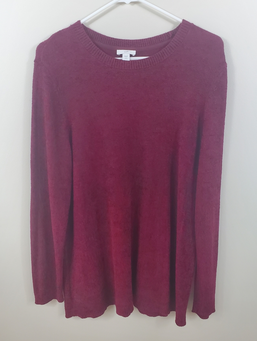 J. Jill Size Large Petite Burgandy Long Sleeve Soft Cozy Sweater